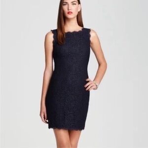 Adrianna Papell Little Black Dress Lace Overlay sleeveless Size 6